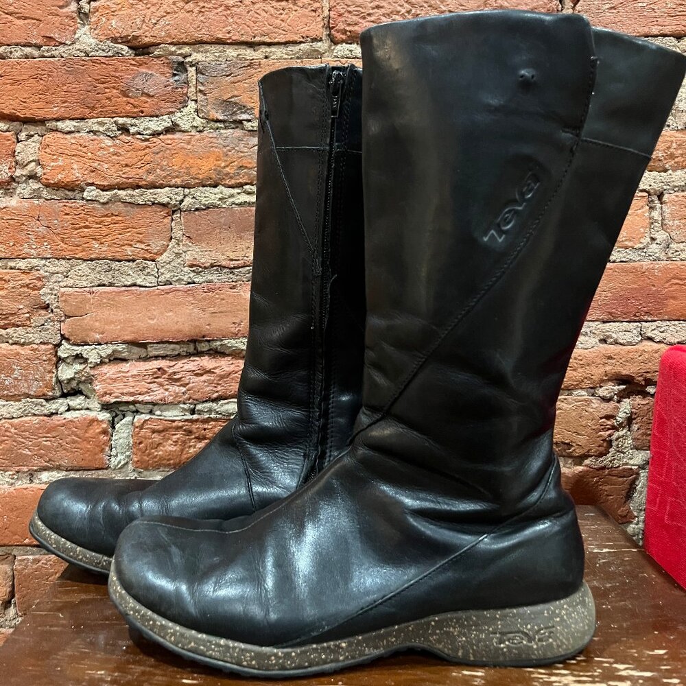 Teva Montecito Mid-Calf Black Leather Boots 9.5